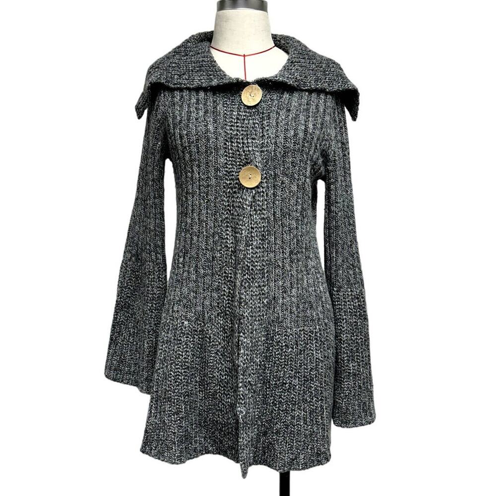 Vintage Its Our Time Womens M Grey Knit Button Front Cardigan Sweater